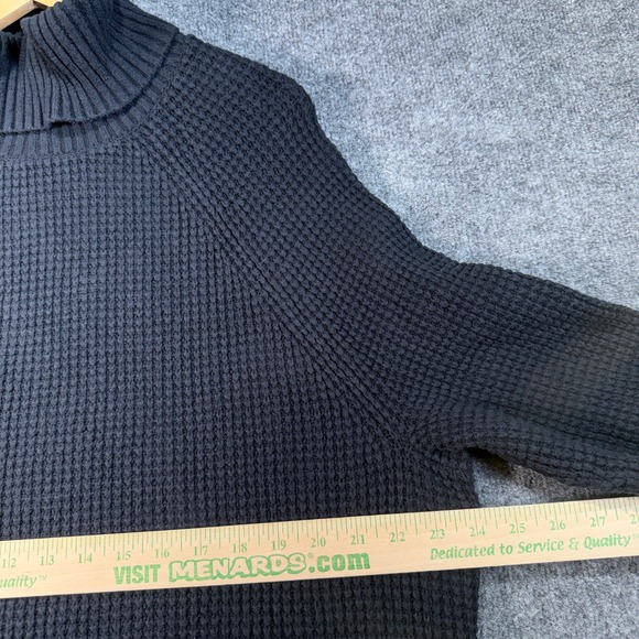 L.L. Bean Waffle Knit Turtleneck Sweater Womens 1X Black Side Zip 521539 - Picture 6 of 11